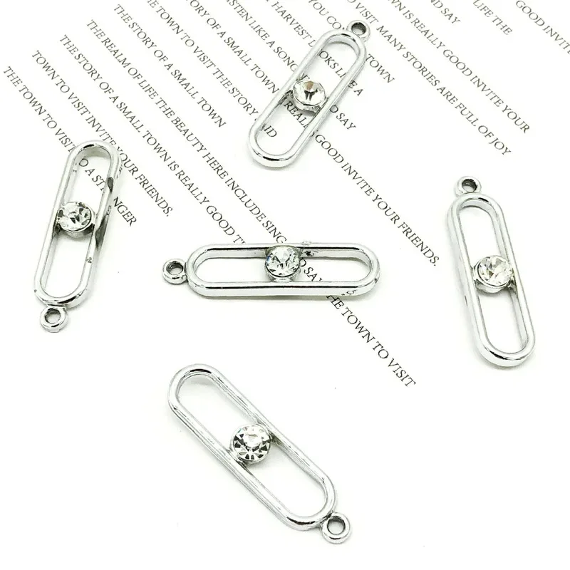 New Fashion 10pcs/bag High Quality Zinc Alloy Clip Shape Inlay Beads Charms Pendants for DIY Earring Jewelry Accessories