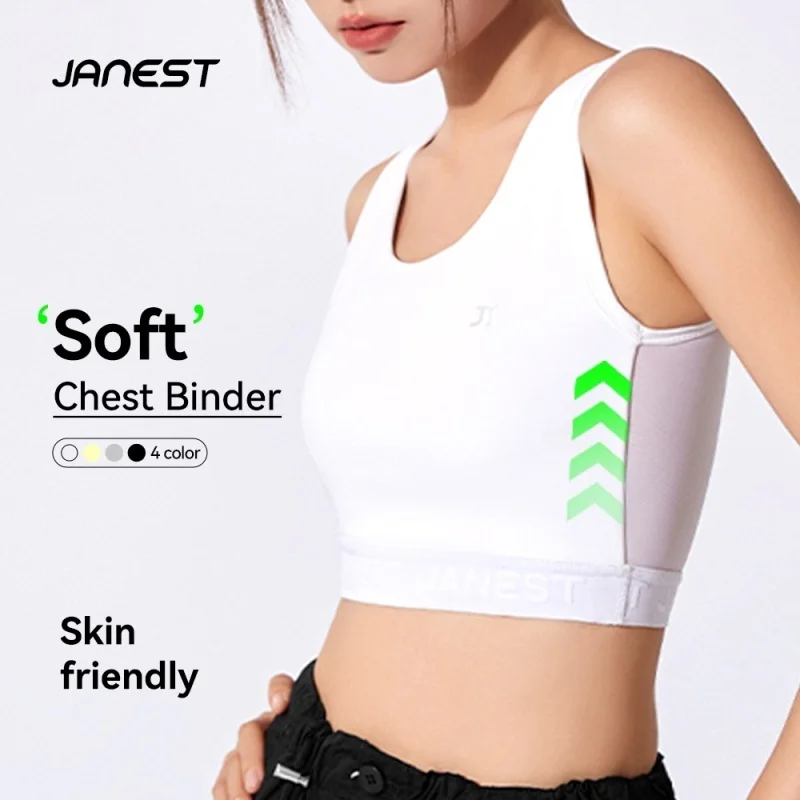 Janest Pullover Sport Bra Seamless Chest Binder Mesh Design Breathable Chest Corsets S-4XL
