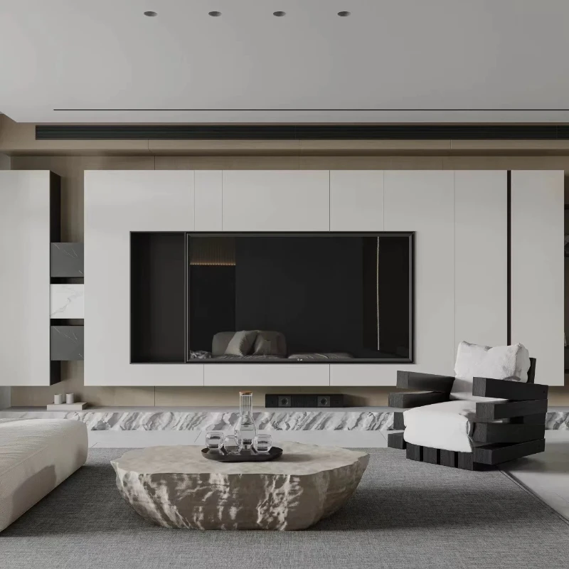 Customized stainless steel niche TV cabinet wine cabinet background decorative wall rack living room baffle back plate embedded