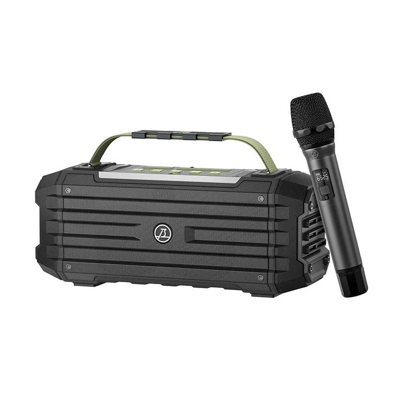 Portable Led Light Sound Bass DJ Karaoke Partybox battery wireless speaker with 2 wireless microphone