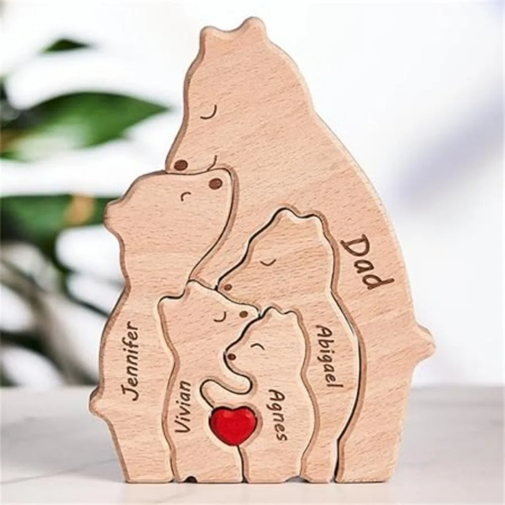 Holzbär Home Art Puzzle, personalisiertes individuelles Geburtstagsgeschenk, Kunstpuzzle, Heimdekoration, Weihnachten, Erntedankfest, Mutter,