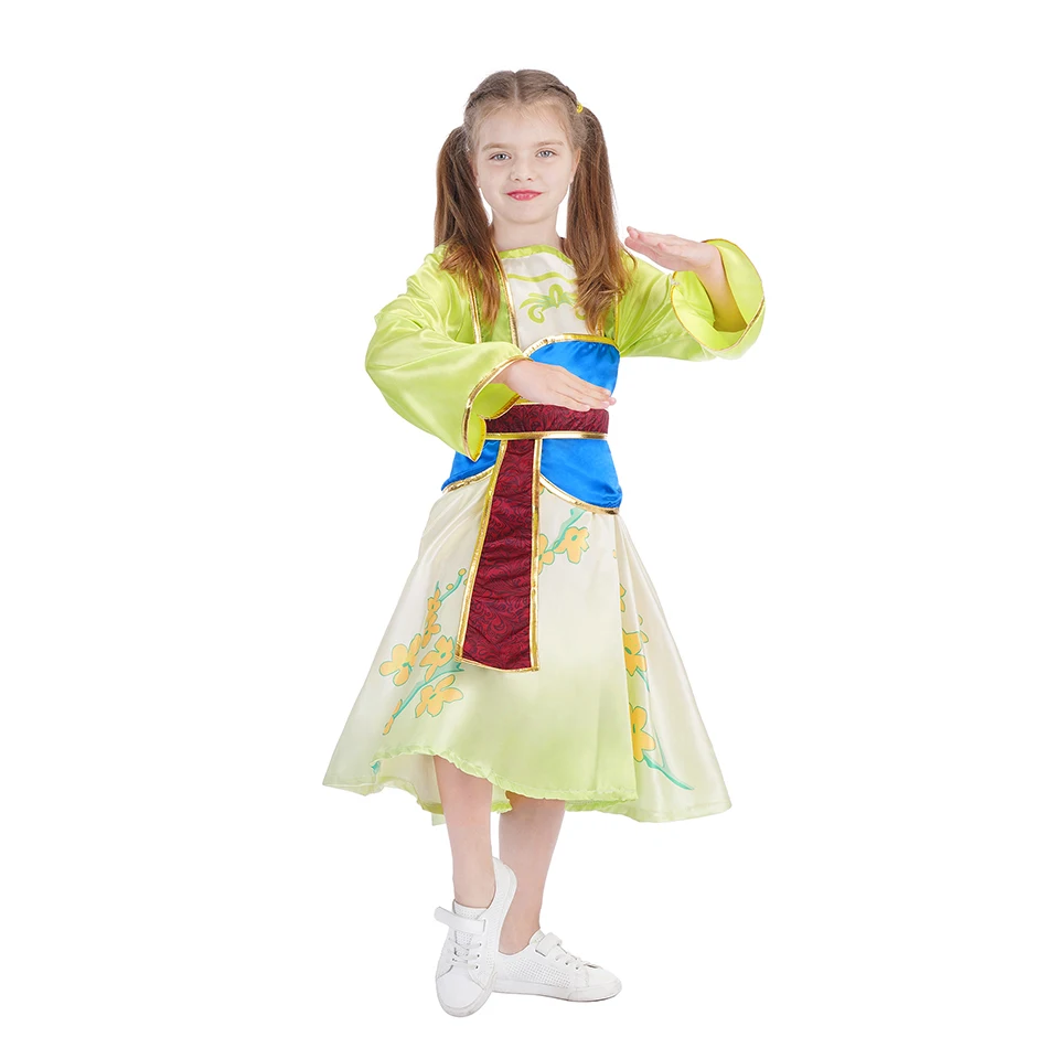 Girls Halloween Costume Child Hua Mulan Costume Christmas Girls Mulan Dress Children Traditional Chinese Clothes with Toy fan