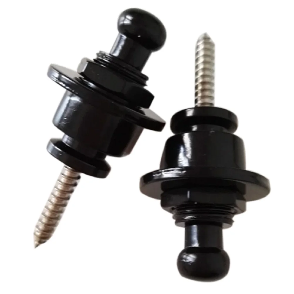 

2 Pcs Guitar Strap Buttons Black Zinc Alloy Electric Guitar Bass Mushroom Anti Locking Hardware Fastener