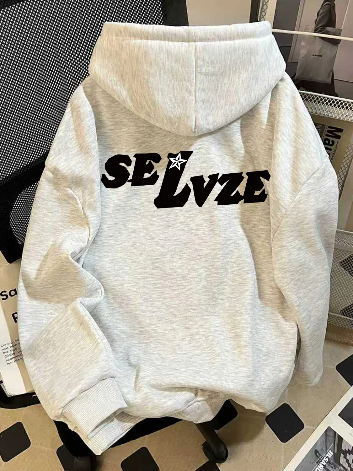 

American Casual Style Hoodie Women's Oversize Trendy Brand Middle School Student Coat Letter Print Autumn Winter Couple's Outfit