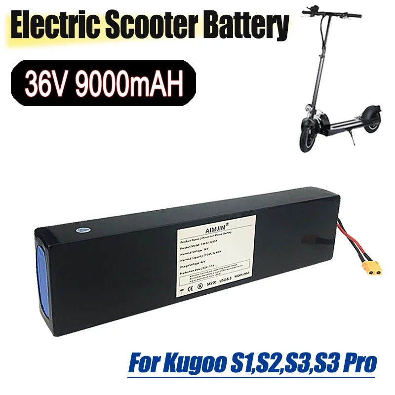 

36V 9000mAh 10S3P 18650 Rechargeable Lithium-ion Battery pack 500W, Suitable for Kugoo S1, S2, S3 Scooters Built-in BMS