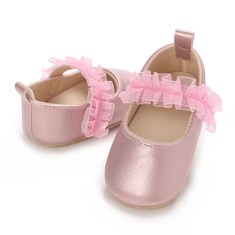 Nieuwe Effen Kleur Baptist Schoenen Lente Baby Schoenen Pu Lederen Pasgeboren Meisjes Schoenen Eerste Wandelaars Prinses Strik Baby Prewalker