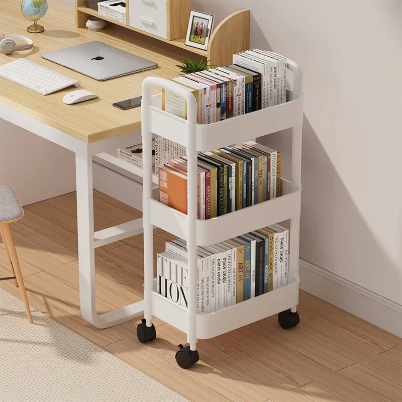 

Pushcart Bookshelves with Wheels - Movable Multi-Layer Book Storage, Desk-Side Home Organization, Efficient Shelving Solution