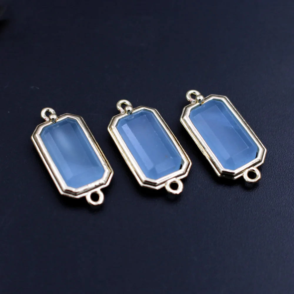 

10pcs Trendy Faceted Rectangle Natural Lapis Sun Stone Turquoise Connectors Charms DIY for Women Earrings Chains Bracelet Making