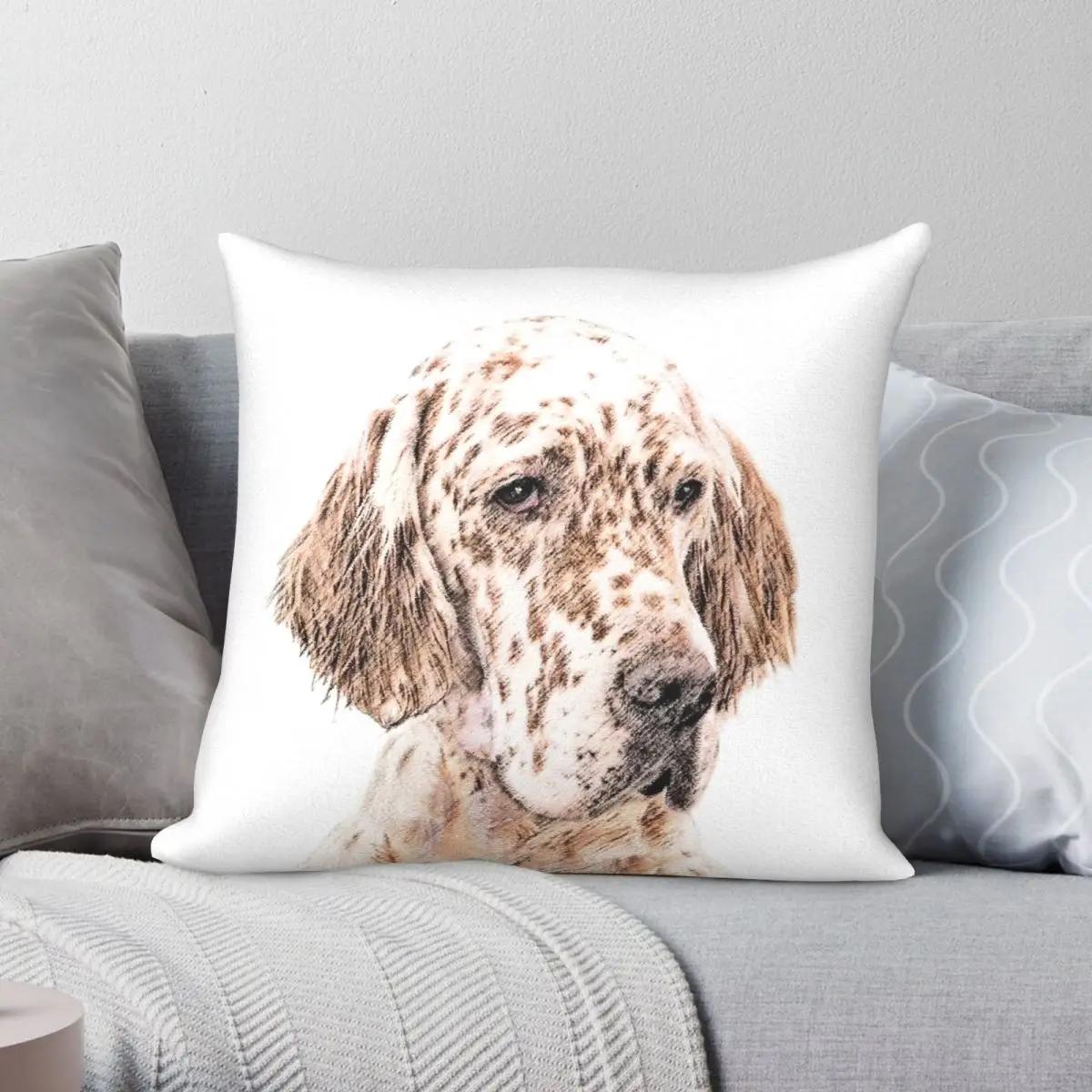 English Setter Orange Belton Pillowcase Polyester Linen Velvet Creative Zip Decor Pillow Case Car Cushion Cover