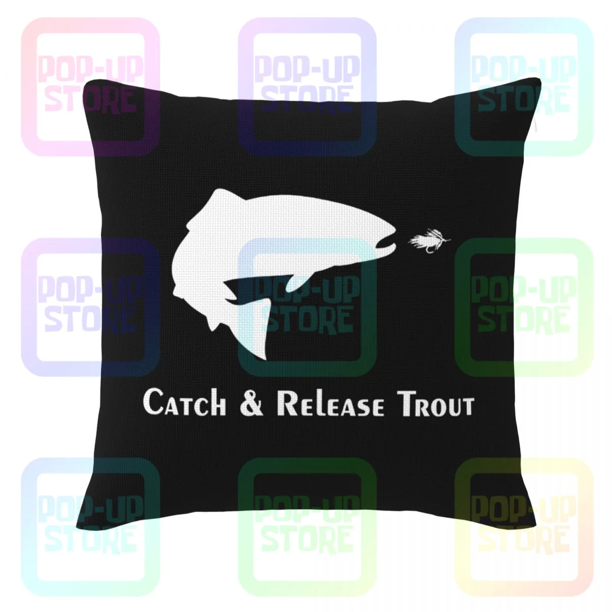 Fly Fishing Rainbow Brown River Trout Salmon Hunter Catch&Release 01 Linen Pillowcase Throw Pillow Cover Decorative