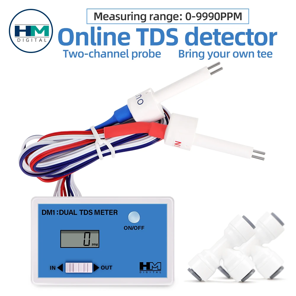 Digital Water Quality Tester Dual Probe Online TDS Detector Input/Output Water Quality Monitor for Tap Water Fish Tank