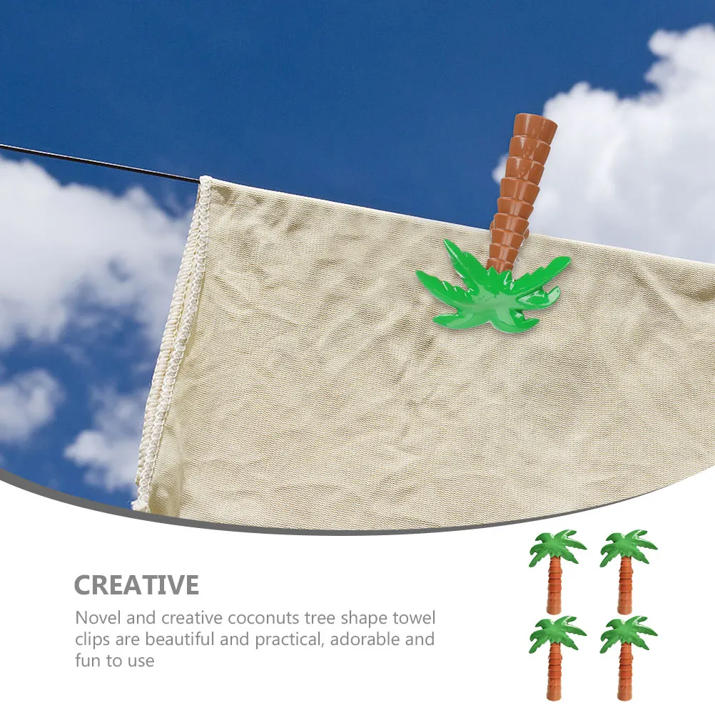 

4 Pcs Coconut Tree Beach Clip Towel Clips Chairs Pool Multifunction Plastic for Towels Clamps Baby