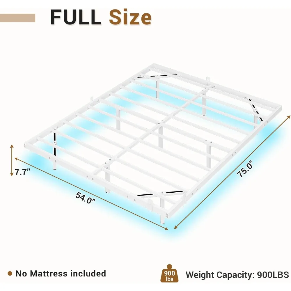 Floating Bed Frame Full Size with LED Lights, Metal Platform Full Bed, No Box Spring Needed, Easy to Assemble (Full)