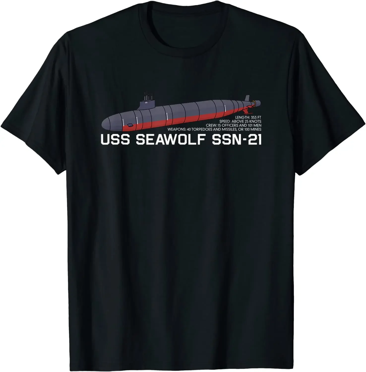 USS Seawolf SSN-21 U-Boot Men T-Shirt Short Sleeve Casual 100% Cotton O-Neck Summer TShirt Size S-3XL