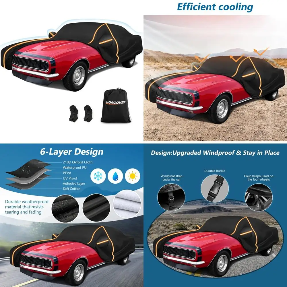 

Waterproof 210D Oxford Cloth Full Car Cover for 1967-1981 Camaros, Outdoor Protection with Zippered Windproof Design