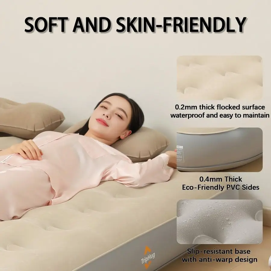 مرتبة هوائية مع مضخة كهربائية مدمجة للتضخم السريع، تدعم ما يصل إلى 650 رطلاً، مثالية للتخييم والمنزل والضيوف والتر المحمول