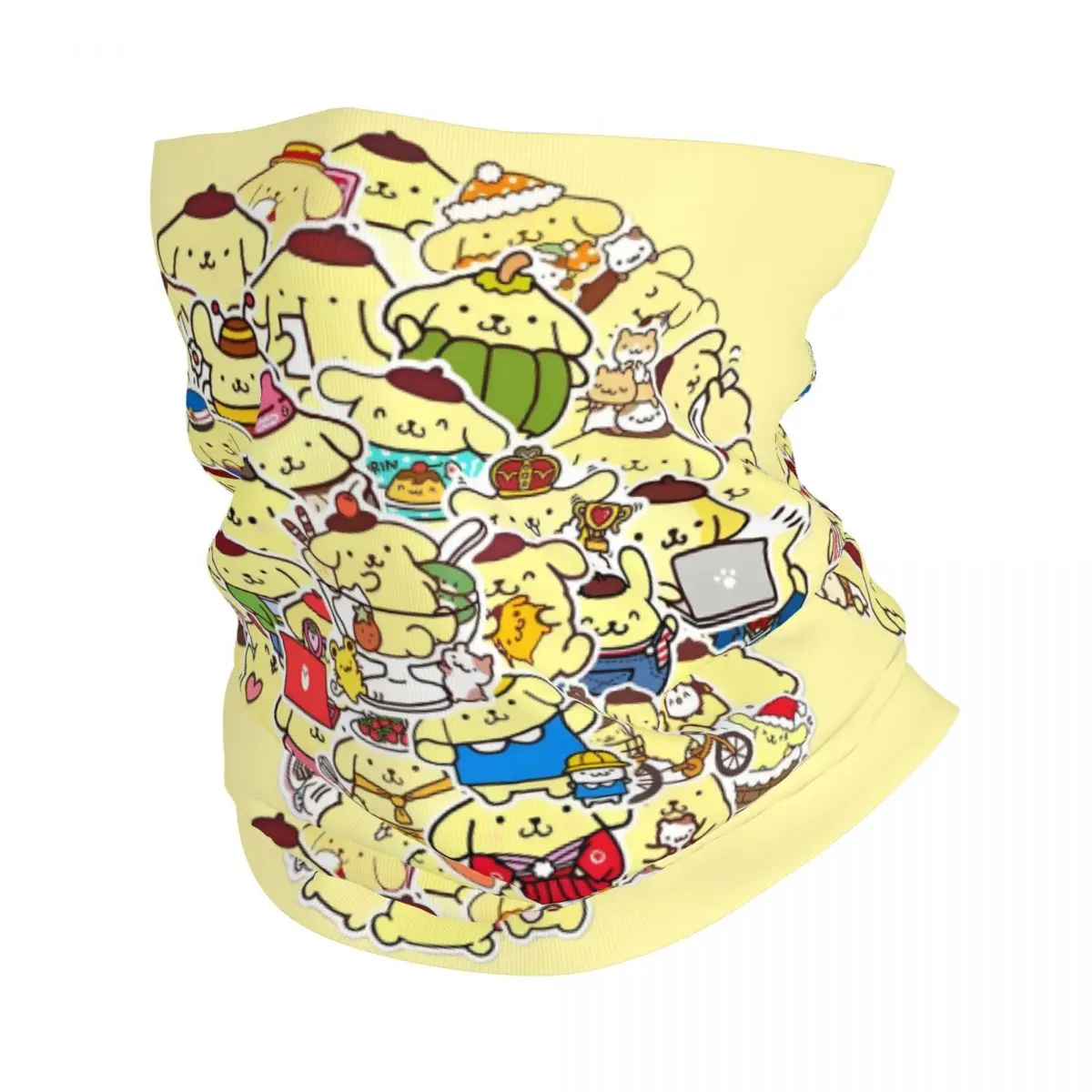 

Custom Sanrio Pompompurin Cartoon Bandana Neck Gaiter for Hiking Cycling Women Men Wrap Scarf Cute Anime Balaclava Warmer