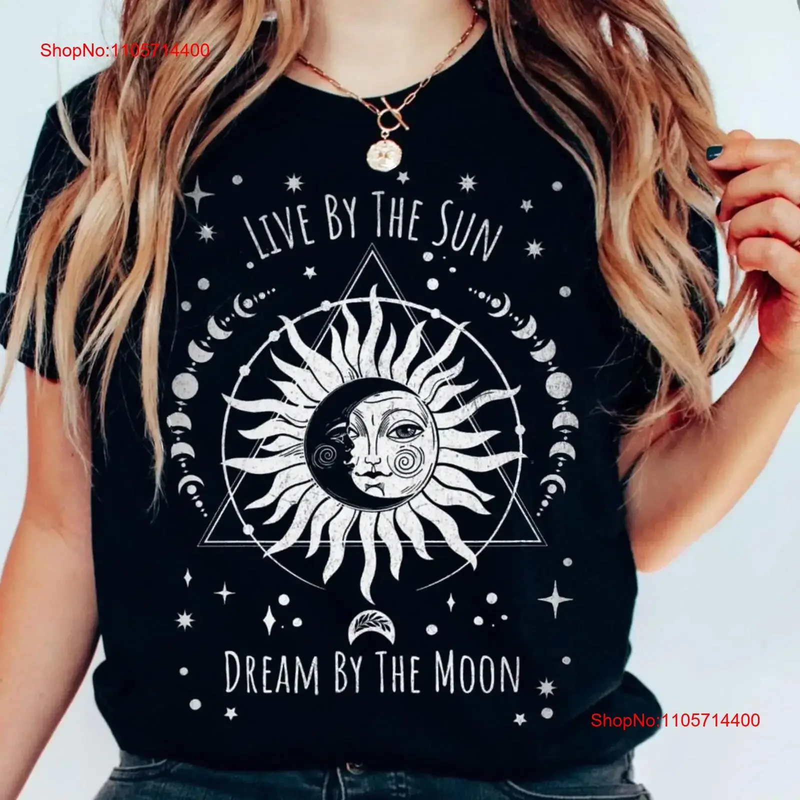 Celestial Live by the Sun Dream Moon T Shirt Mystic Boho Phase Whimsigoth for Her Spiritual Saying vintage Washed fashion