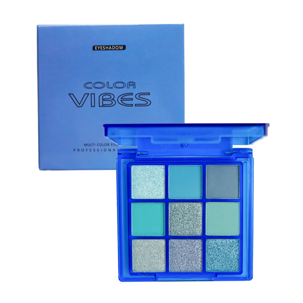 A paleta acrílica matte das sombras de olho, olho impermeável compoem, 9 cores, azul, roxo, brilho, brilho, perolado