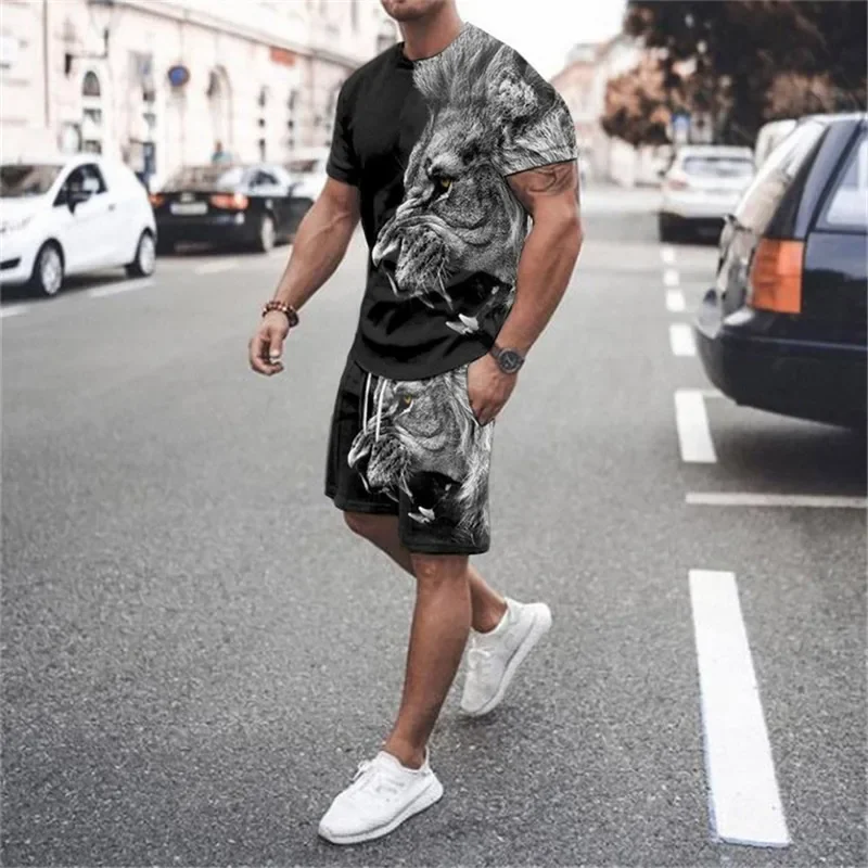 Summer 2022 Men's Fashion Tracksuit Set: Oversized Casual T-Shirt + Shorts Streetwear