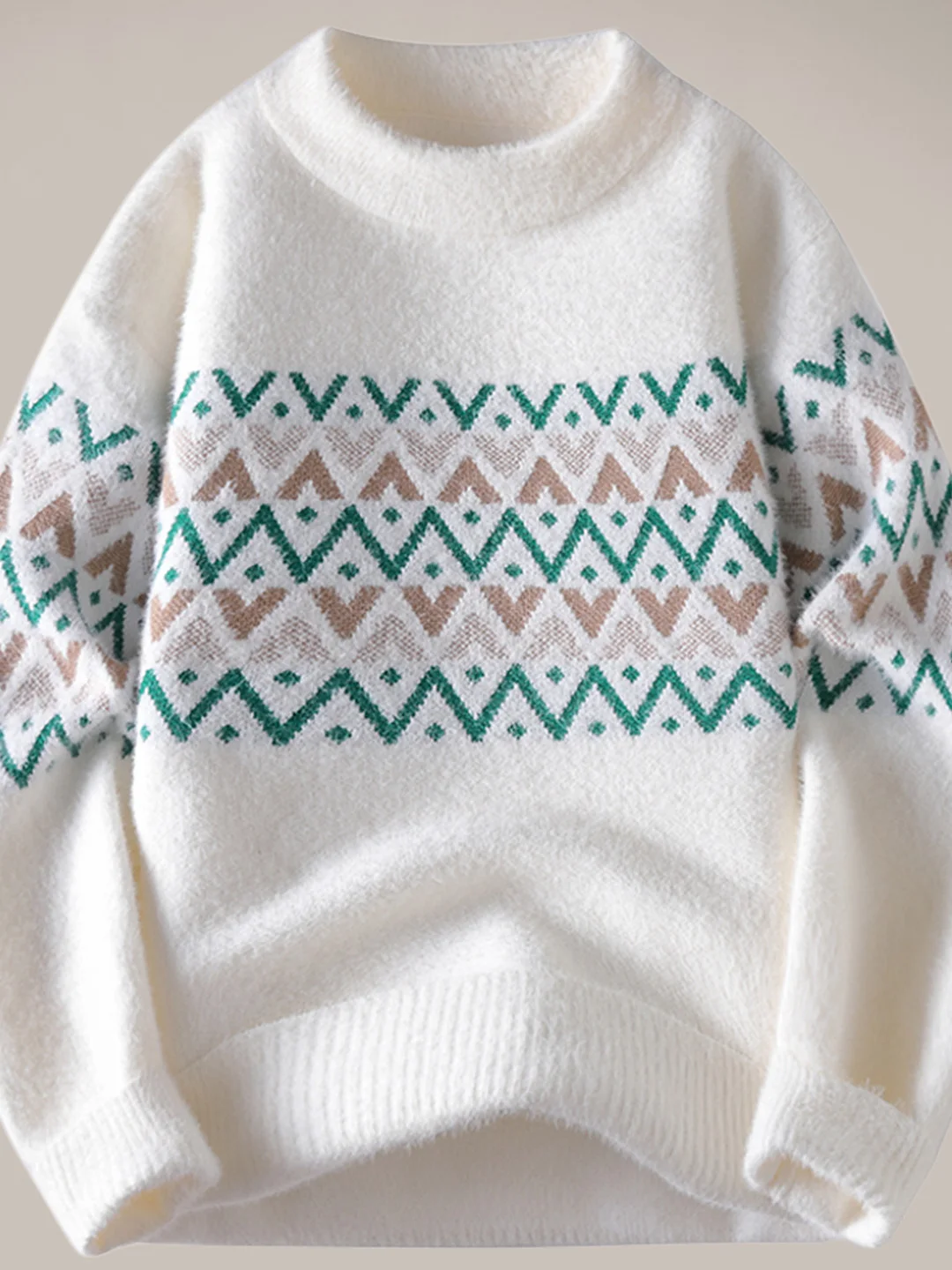 

Модный молодежный зимний теплый свитер из искусственного меха, мягкий вязаный повседневный укороченный свитер с геометрическим узором из нейлона и полиэстера