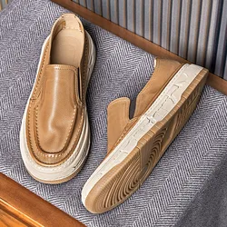 Super Recommand! Leisure Men's Genuine Leather Slip-on Loafers High End British Style Male Summer Driving Shoes Casual Sneakers