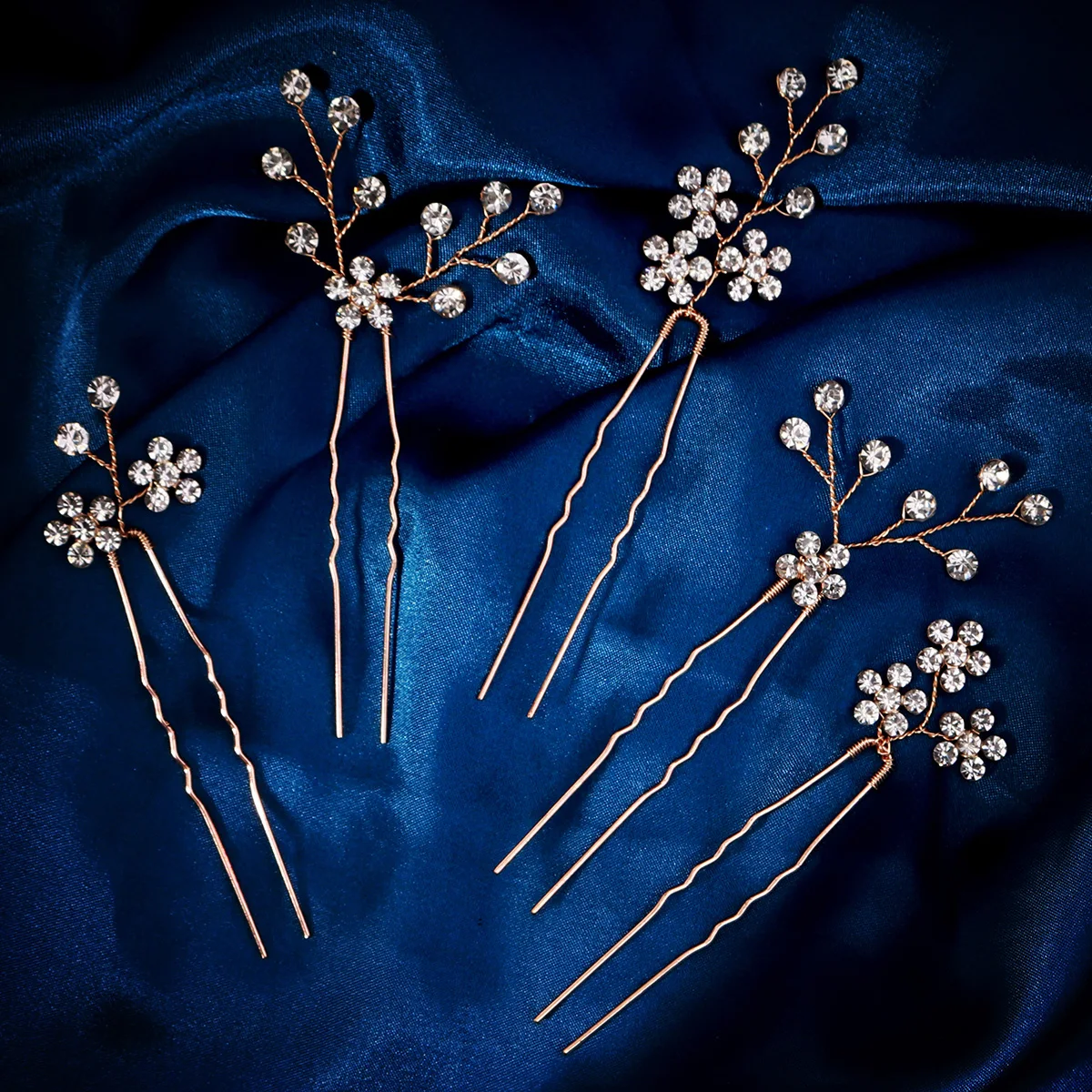 

5pc Delicate Rhinestone Flower Hairpin Headpiece Elegant Daily Jewelry Hair Accessories For Women Fashion Bridal Hair Clips