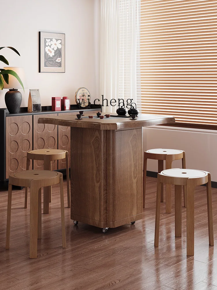 

TWR four-leaf clover ash solid wood removable tea table living room tea cabinet belt