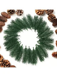 50pcs Artificial Pine Needle Fake Plants Christmas Tree Flower Wreath Green Pine Branches Wedding Party Home Room Decorations