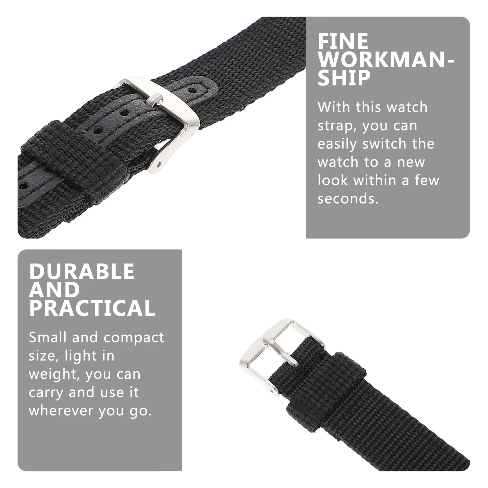 

Waterproof Watch Strap Band for Canvas Bands Men Adjustable Universal Nylon Wristband Man