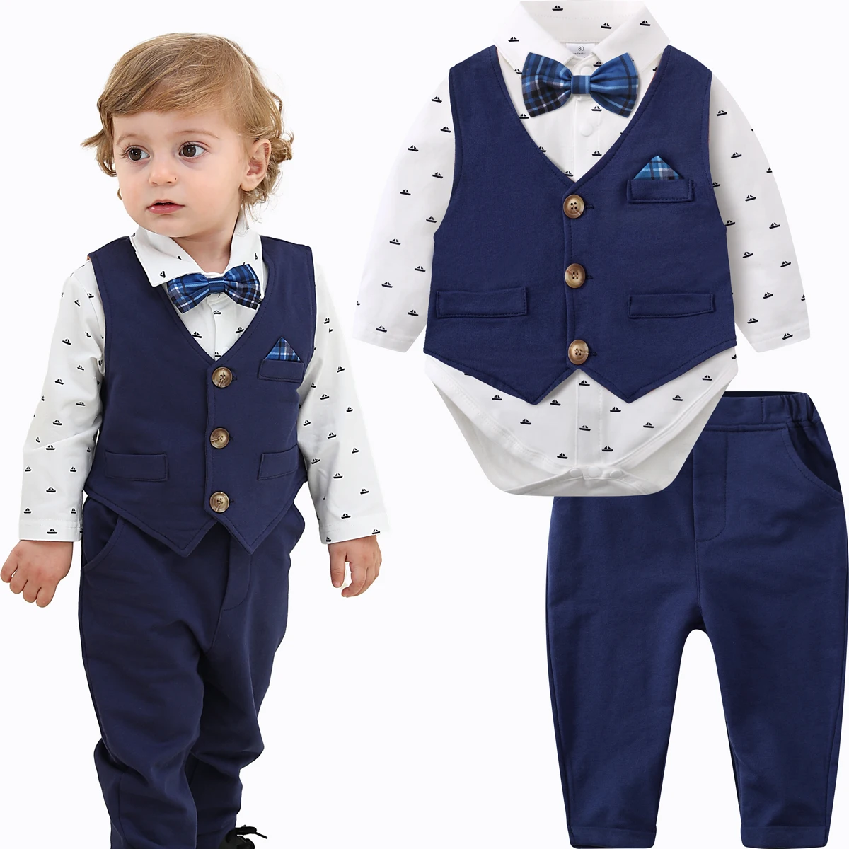 Baby Boy Outfit Easter Clothes Toddler Suit 1st Infant Birthday Party Clothing Set Newborn Wedding Formal Bodysuit