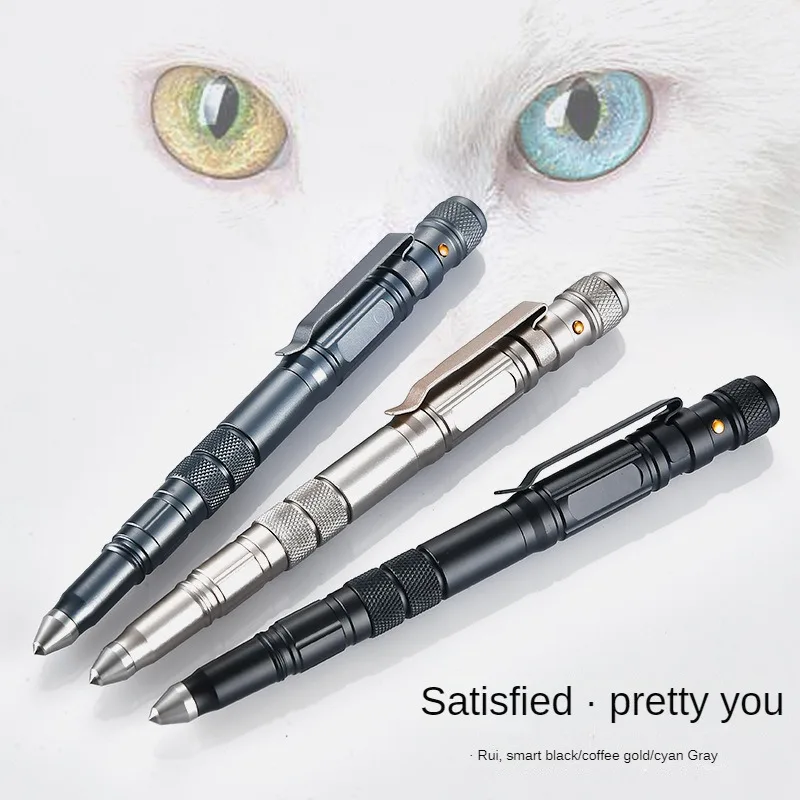 High Quality Metal Military Tactical Ballpoint Pen Multifunctional Defense with LED Flashing Emergency Glass Outdoor Equipment