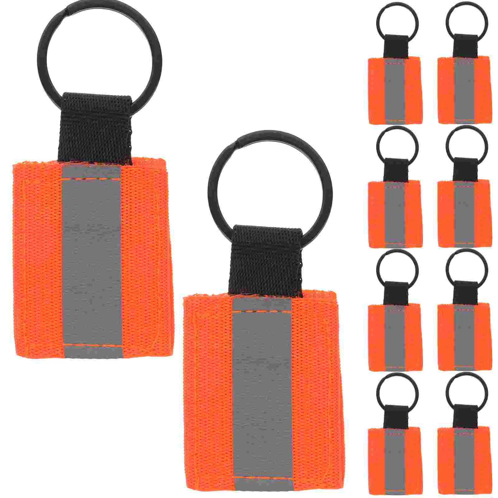 

10 Pcs Reflective Keychain Tag Custom Band Accessories Cool for Men Ring Backpack Safety