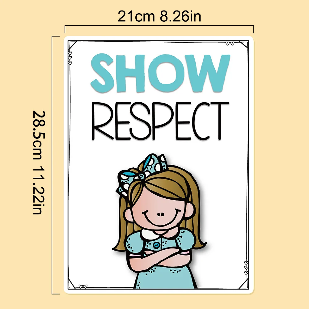 10 مجموعات من قواعد الفصول الدراسية الإنجليزية مقاس A4 للأطفال من سن 3 إلى 6 سنوات، زراعة العادات الجيدة وملصقات الانضباط في الفصل الدراسي