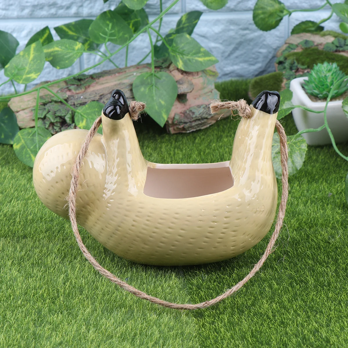 

Sloth Hanging Flower Pot Yellow Succulent Plant Container Creative Home Office Wall Basket Indoor Decor Gift Hanging Flower Pot