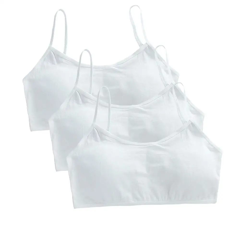 3 Stuks Tiener Meisjes Katoenen Tube Tops Jonge Kinderen Onderkleding Student Meisjes Draadloze Effen Kleur Bh Kinderen Sport Training Bh Vest