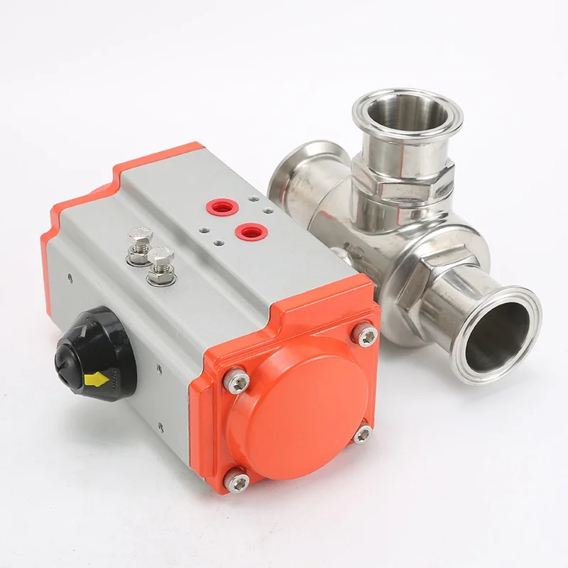 

Q645F-16P Stainless Steel Sanitary Three-Way Pneumatic Ball Valve Quick-Install Double-Acting Water Chuck OEM Customizable