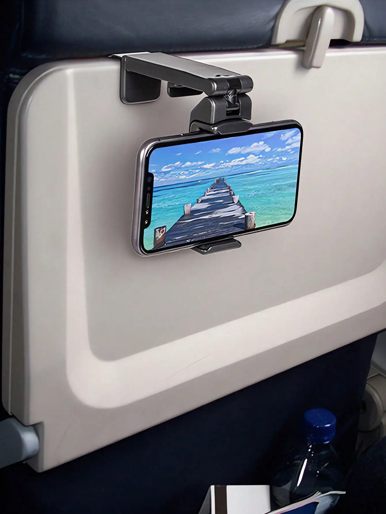 

Portable Airplane Phone Holder, 360° Rotatable Foldable Adjustable Travel Phone Stand, Flight Seat Mount