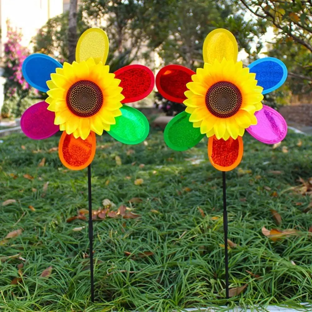 Moulin à vent créatif à paillettes et tournesol, beau moulin à vent portatif en plastique, jouet de jardin, cour, tente extérieure, décor de balcon