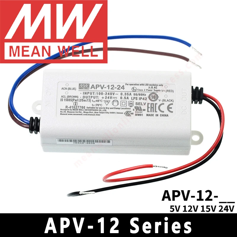 Sterownik LED Meanwell APV-12 serii meanwel 5v/12v/15v/24v transformator LED IP42 zasilacz LED Adapter stałe napięcie