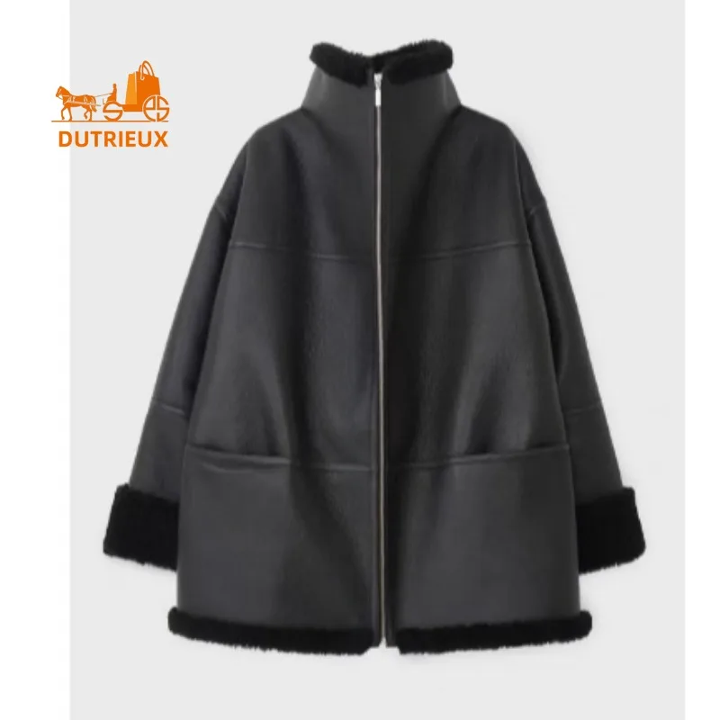 Nuovo cappotto invernale da donna, cappotto di lana con risvolto in vera pelliccia di fascia alta e cappotto da viaggio caldo e spesso in Cashmere dal temperamento elegante