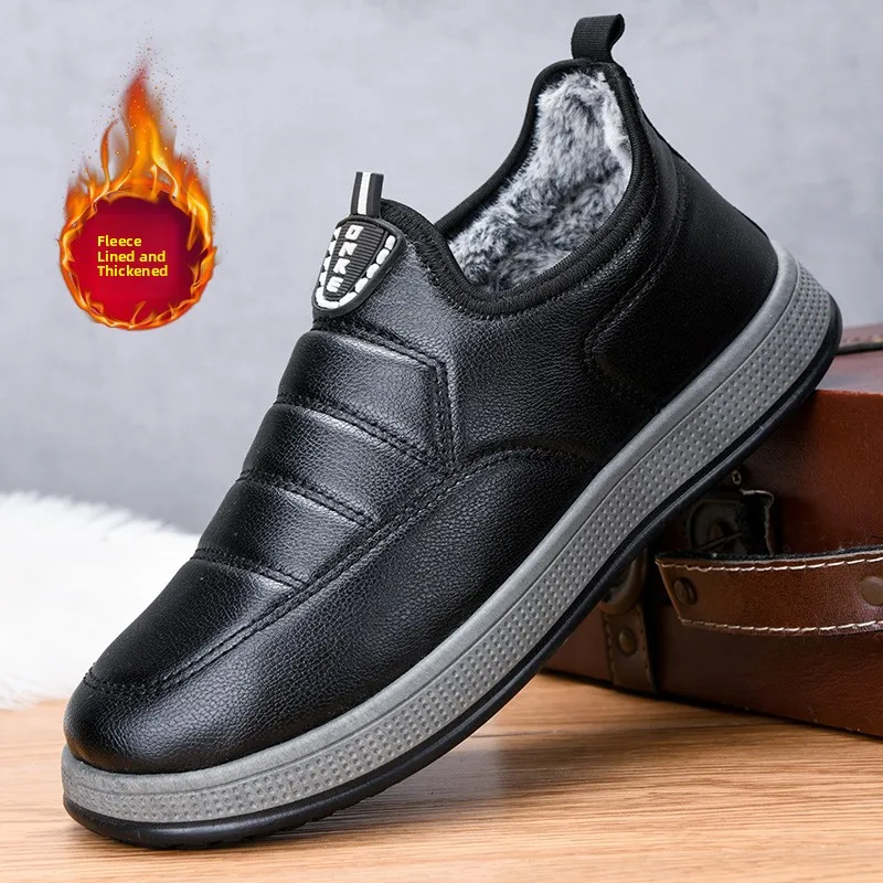 

Thiened Cotton oes для мужчин зимние водонепроницаемые теплые ботинки Sle Father oes Old Beijing Flats TPR Sole круглая Toe oes