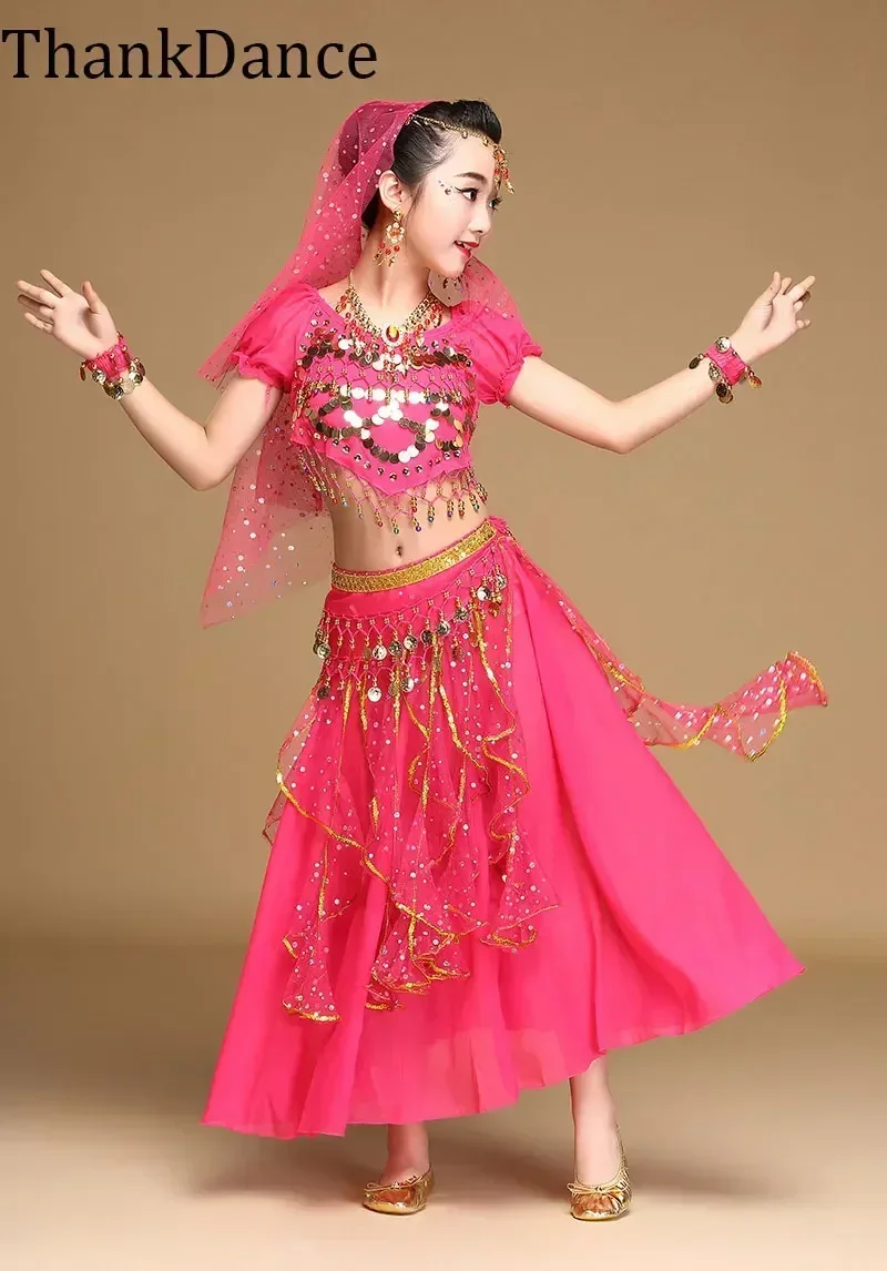 

2025Child Belly Dance for Girls Indian Dance Costume Set Sari Bollywood Children Outfit Girl Belly Dance Performance Clothes Set