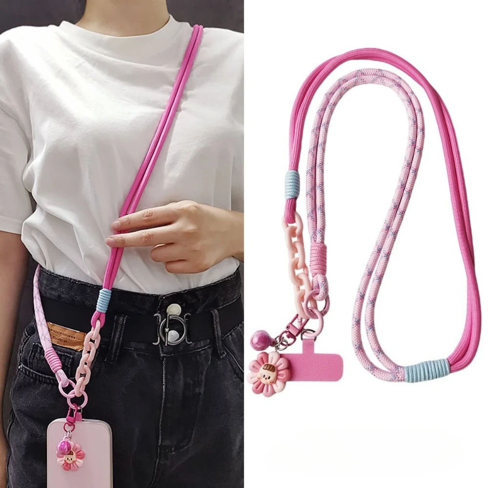 

Корейский волнистый ремешок для телефона, диаметр, уличный универсальный ремешок через плечо, плечевая карта, шейный зажим для шнура, анти-потерянный ремешок, подвеска в виде цветка