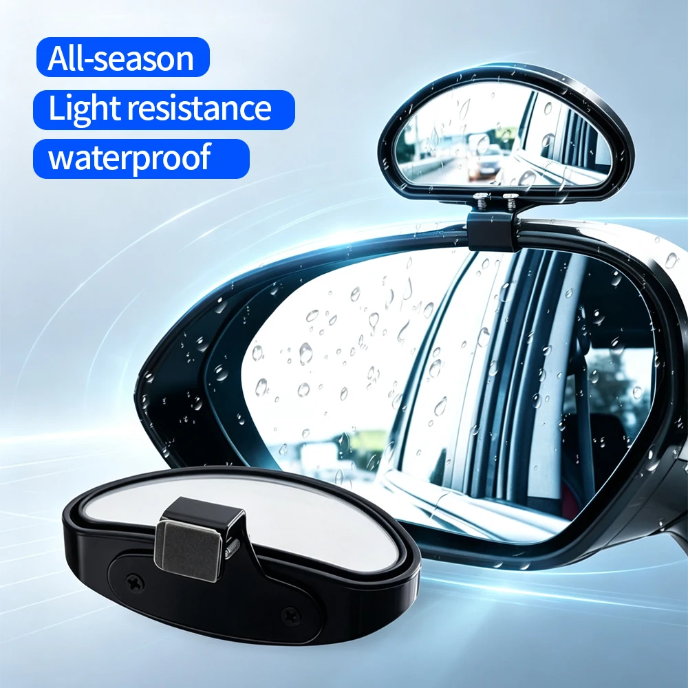 Car Blind Spot Auxiliary Rearview Mirror Metal Clip‑on Adjustable Universal Convex Glass Parking Reversing Mirror for Car/Truck/