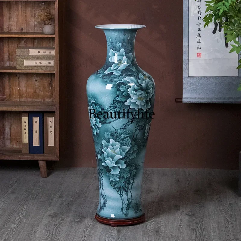 DD182High-end hand-painted ceramic floor-to-ceiling large vase living room hotel housewarming new home decoration ornament