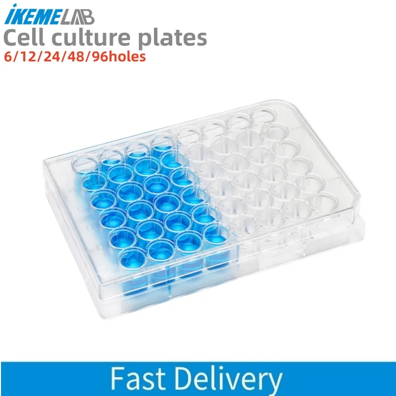 IKEME Tissue Cell Culture Plate 12 24 48 96 Well Microplate TC-Treated Sterile Polystyrene Cell Biology Lab 96 Well Pcr Plate