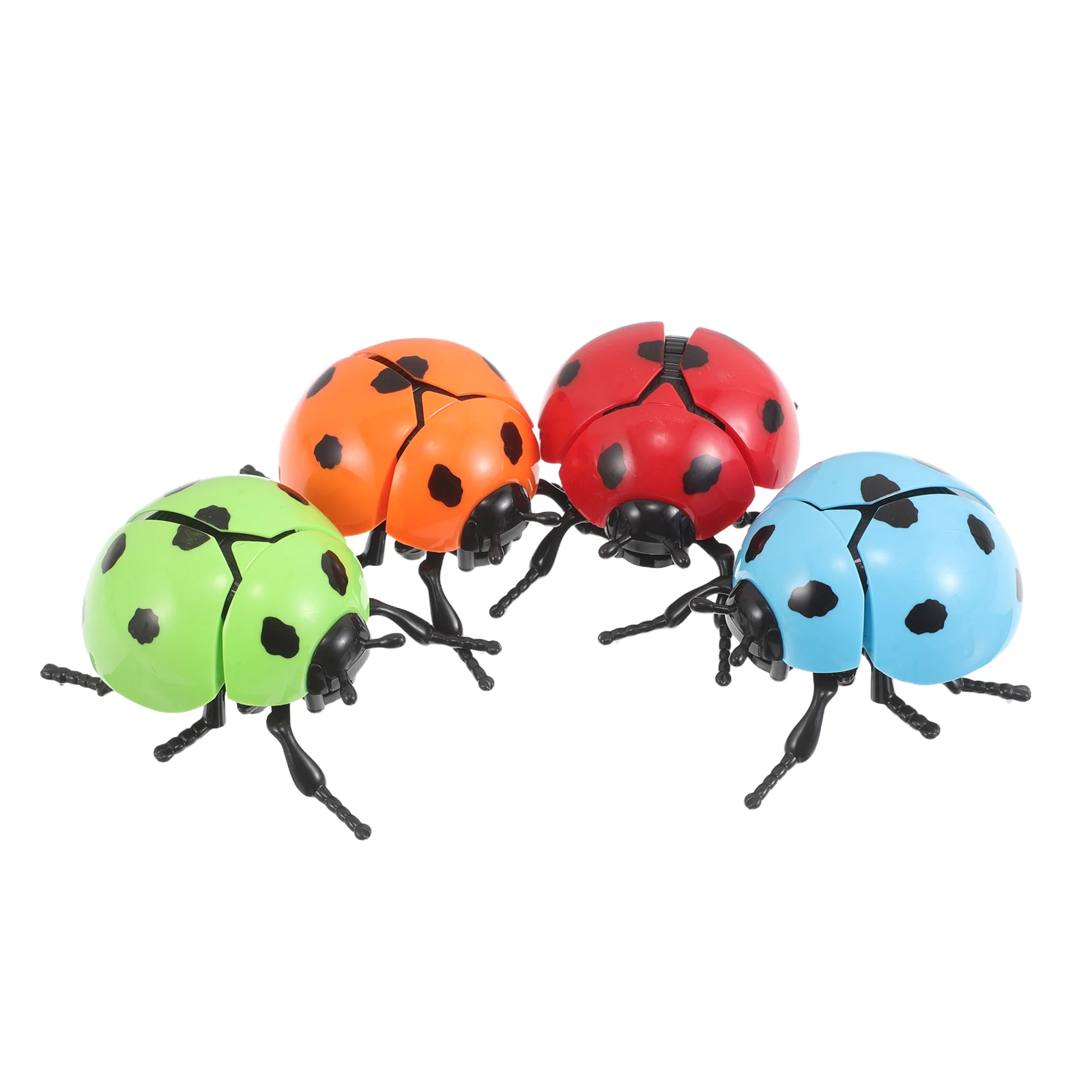 4 pezzi carica coccinella colore brillante scarabeo meccanico bomboniere insetti striscianti forte plastica orologeria simulazione animale