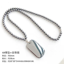 Natural White Terahertz Wave Rectangle Beads Pendant Necklace 50x30x15mm Chain Women Men Fashion Jewelry Drop Shipping AAAAAA