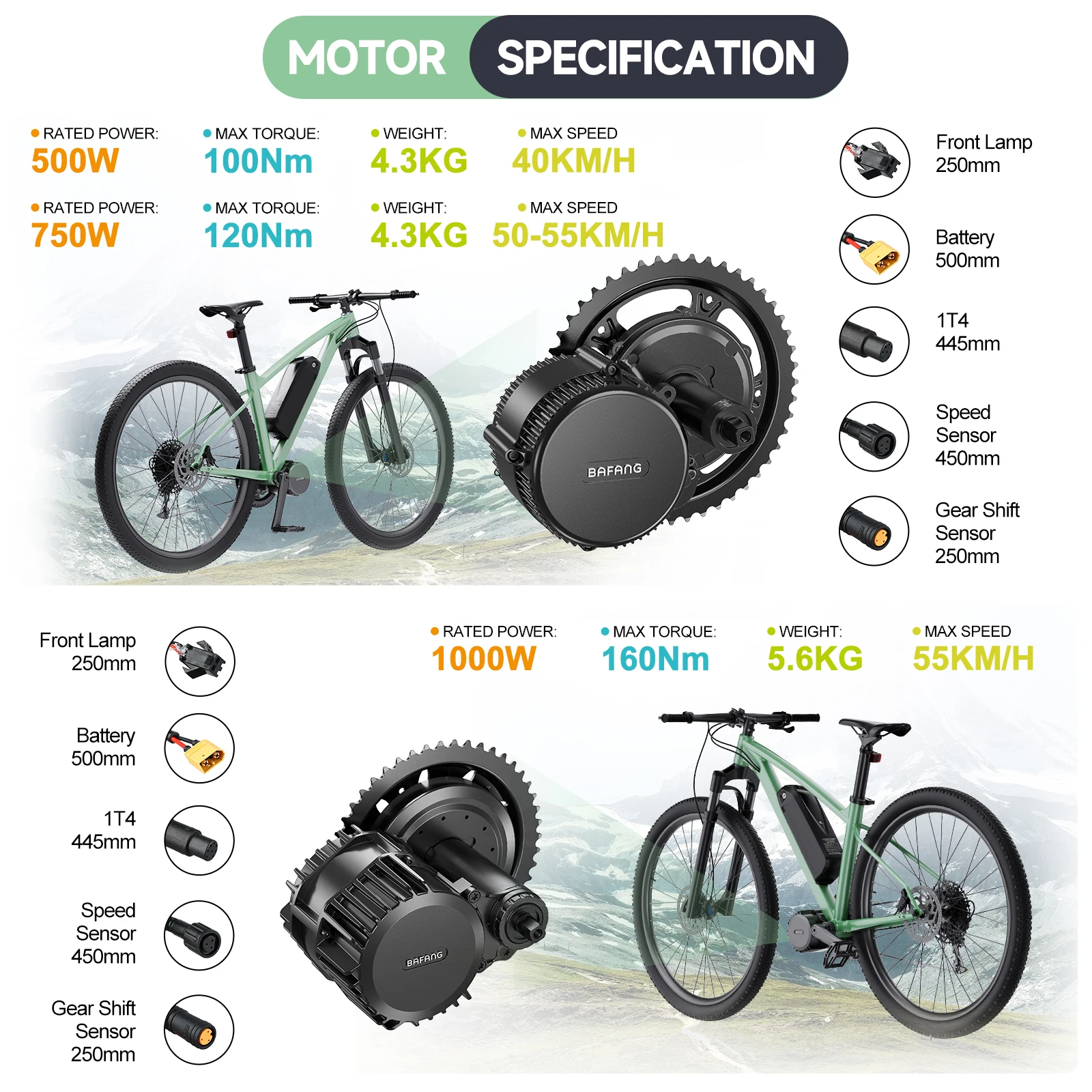 BAFANG BBS02B 48V 750W Mid Drive Kit 8fun eBike Conversion Kit with LCD Display & Battery